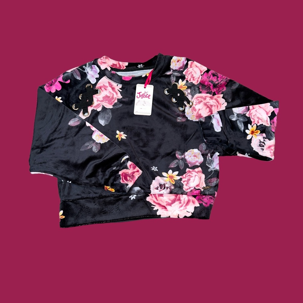NEW Velour Feel Crewneck Sweatshirt Justice